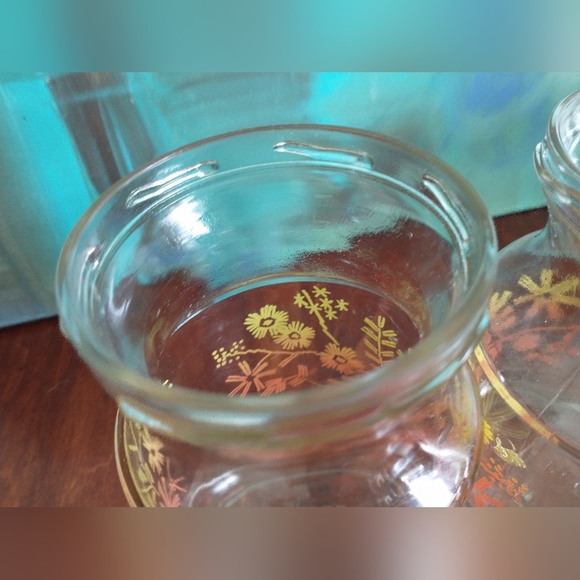 Vintage orange floral kitchen jars - Picture 3 of 4